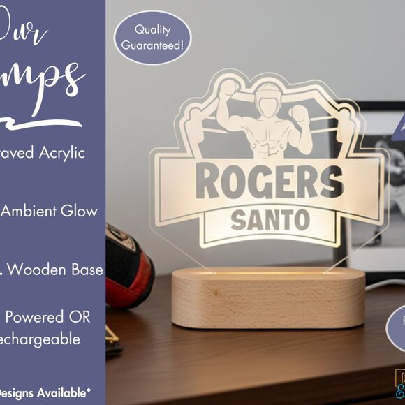 Personalized Boxing Night Light – Custom LED Lamp for Boxers - Picture 3 of 8
